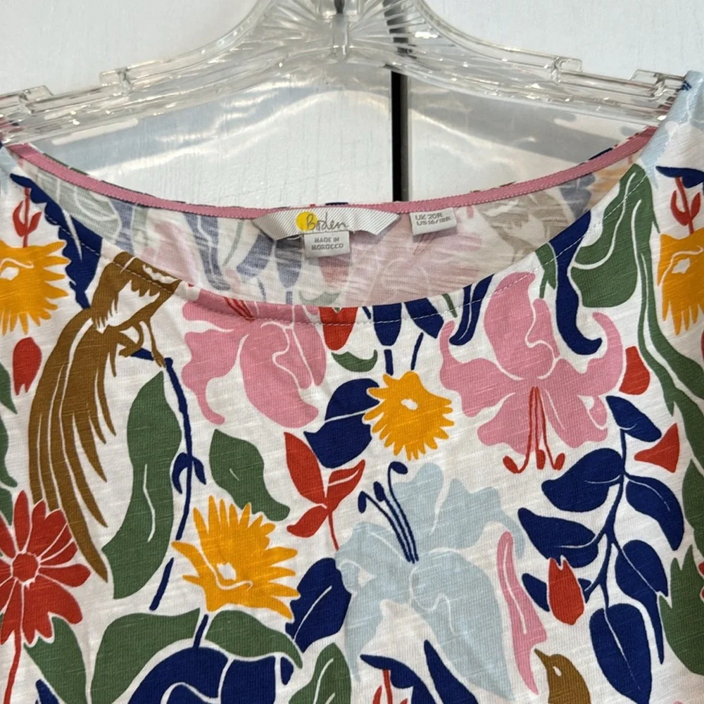 Boden Florrie Tropical Bird Floral Jersey Dress Cap Sleeve Pocket Stretch 16/18R - Picture 7 of 15